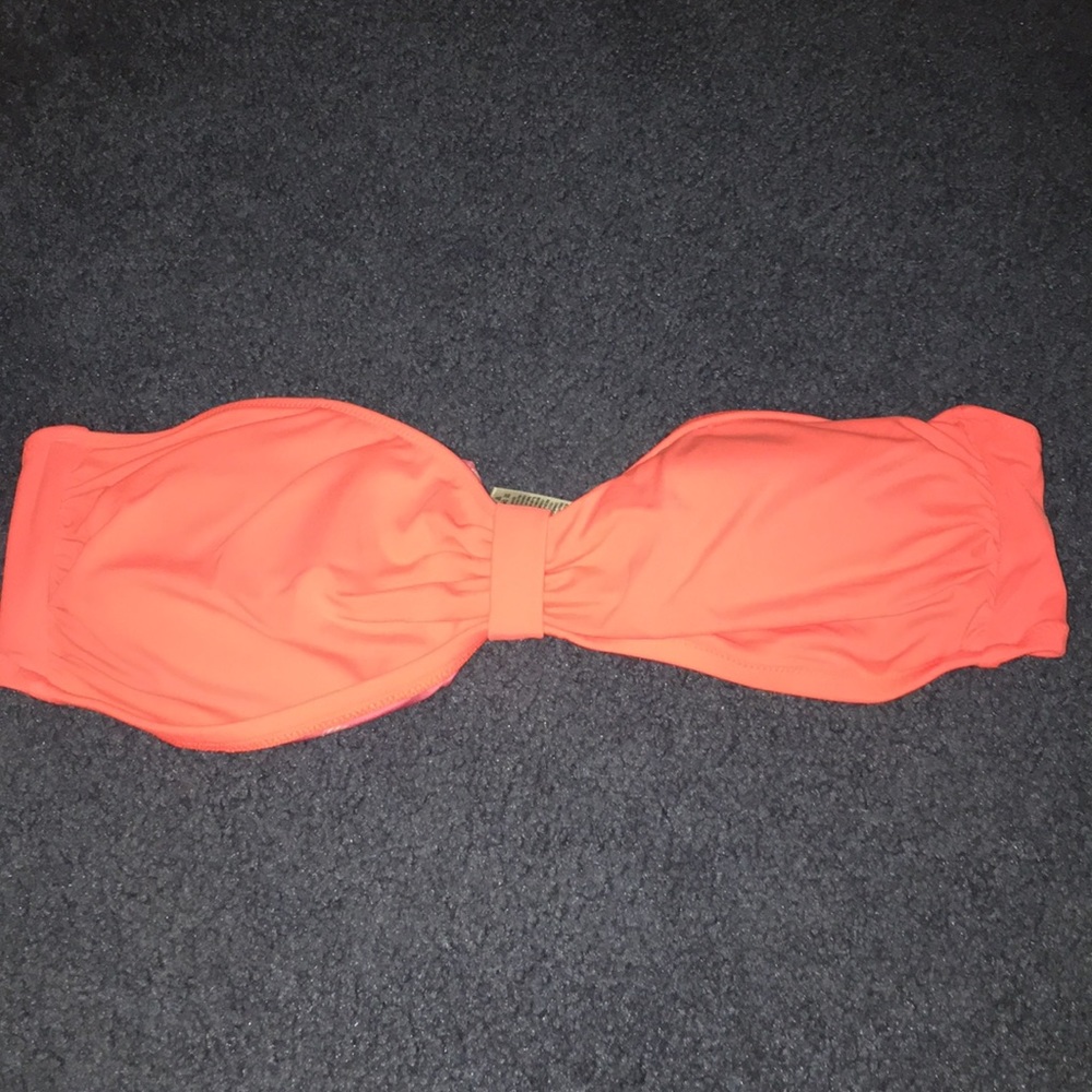 Orange strapless bikini top